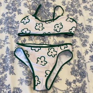 White and green floral bikini from Shein